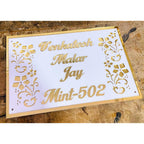 Custom Acrylic Laser Cut Name Plate for Home – Golden Embossed Design - Harshita Craft