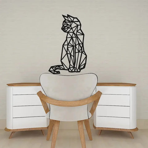 Geometric Cat Metal Wall Art 