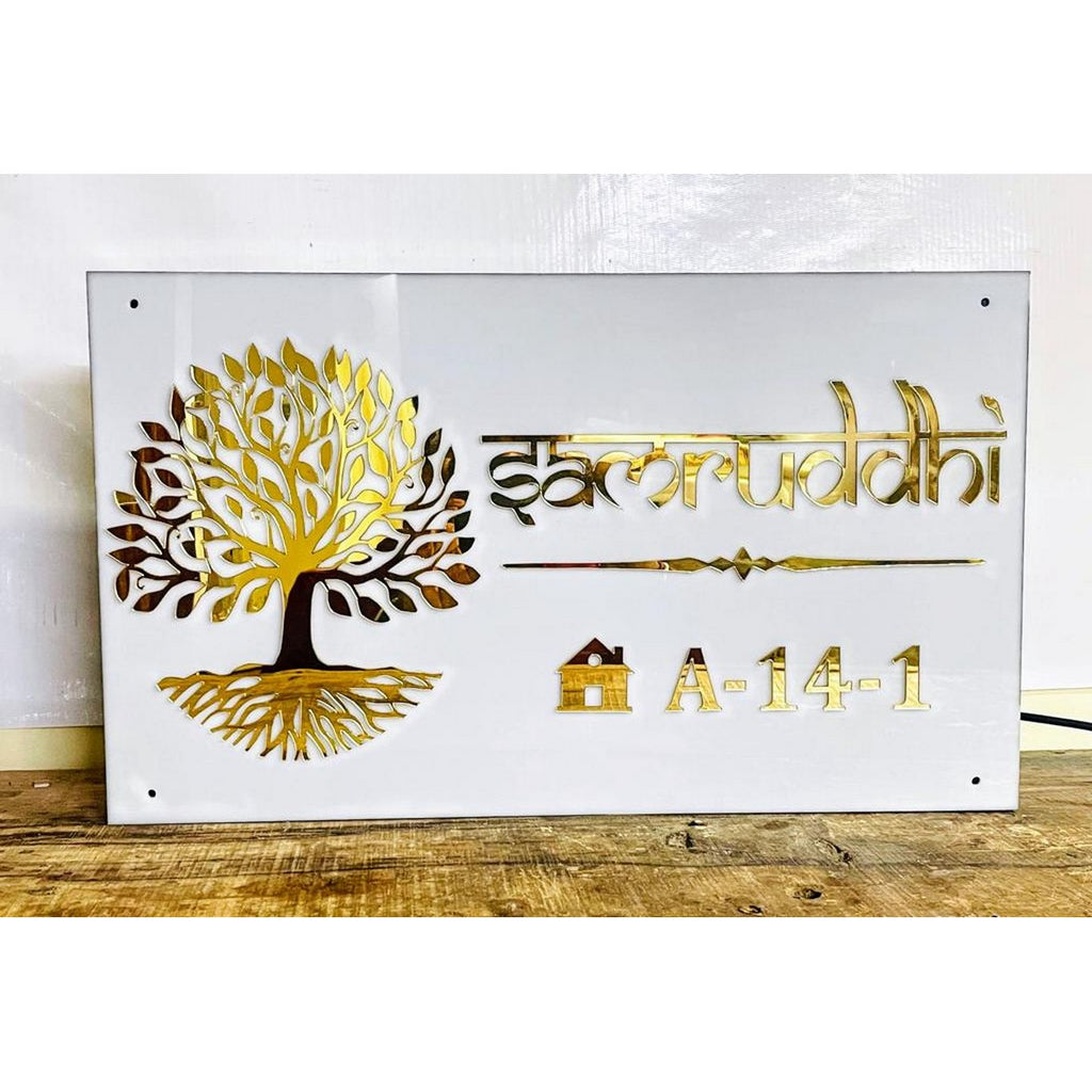 Embossed Letters Acrylic LED Name Plate for Home