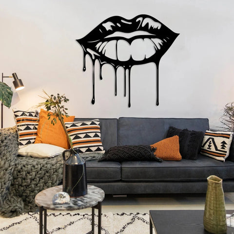 Dripping Lips Metal Wall Art 