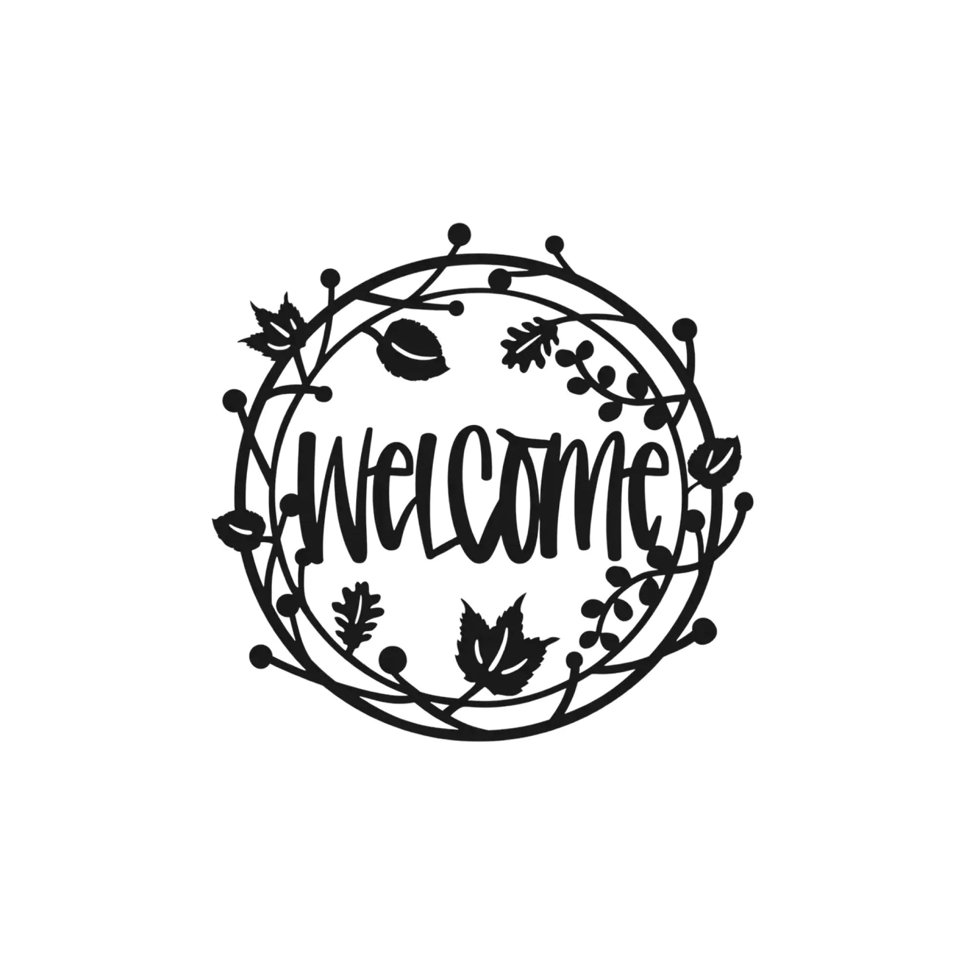 Welcome Floral Circle Metal Wall Art