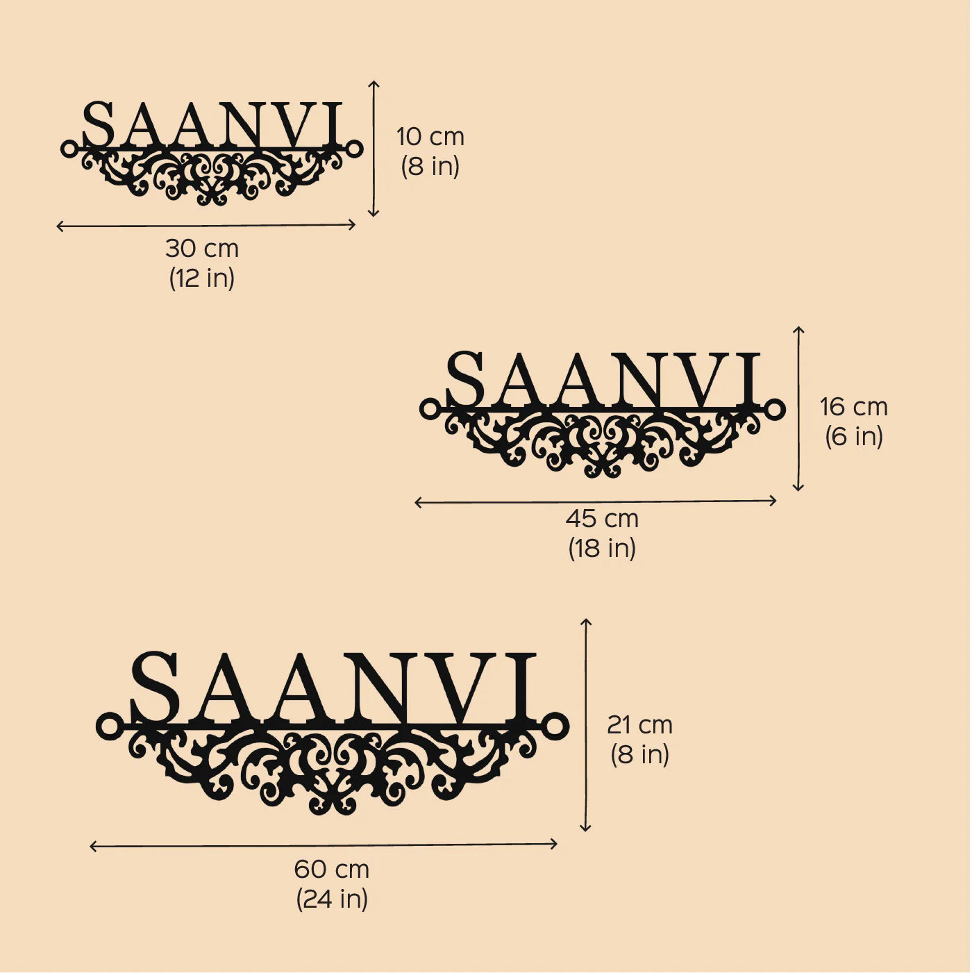 Personalized Laser Cut Minimalist Metal Name Plate for Home - Harshita Craft