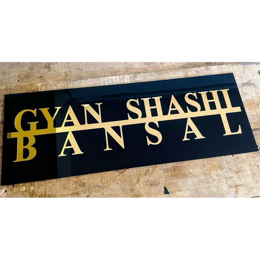 Black & Gold Acrylic Name Plate for Home