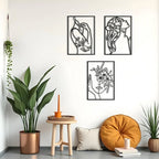 Abstract Woman With Flower Metal Wall Art