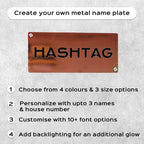 Personalized Weatherproof Rectangle Stainless Steel Metal Name Plate for Home - Harshita Craft