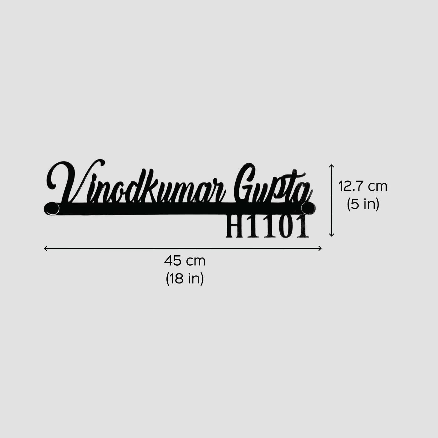 Personalized Waterproof Black LED Metal Name Plate for Home – Laser Cut Design - Harshita Craft