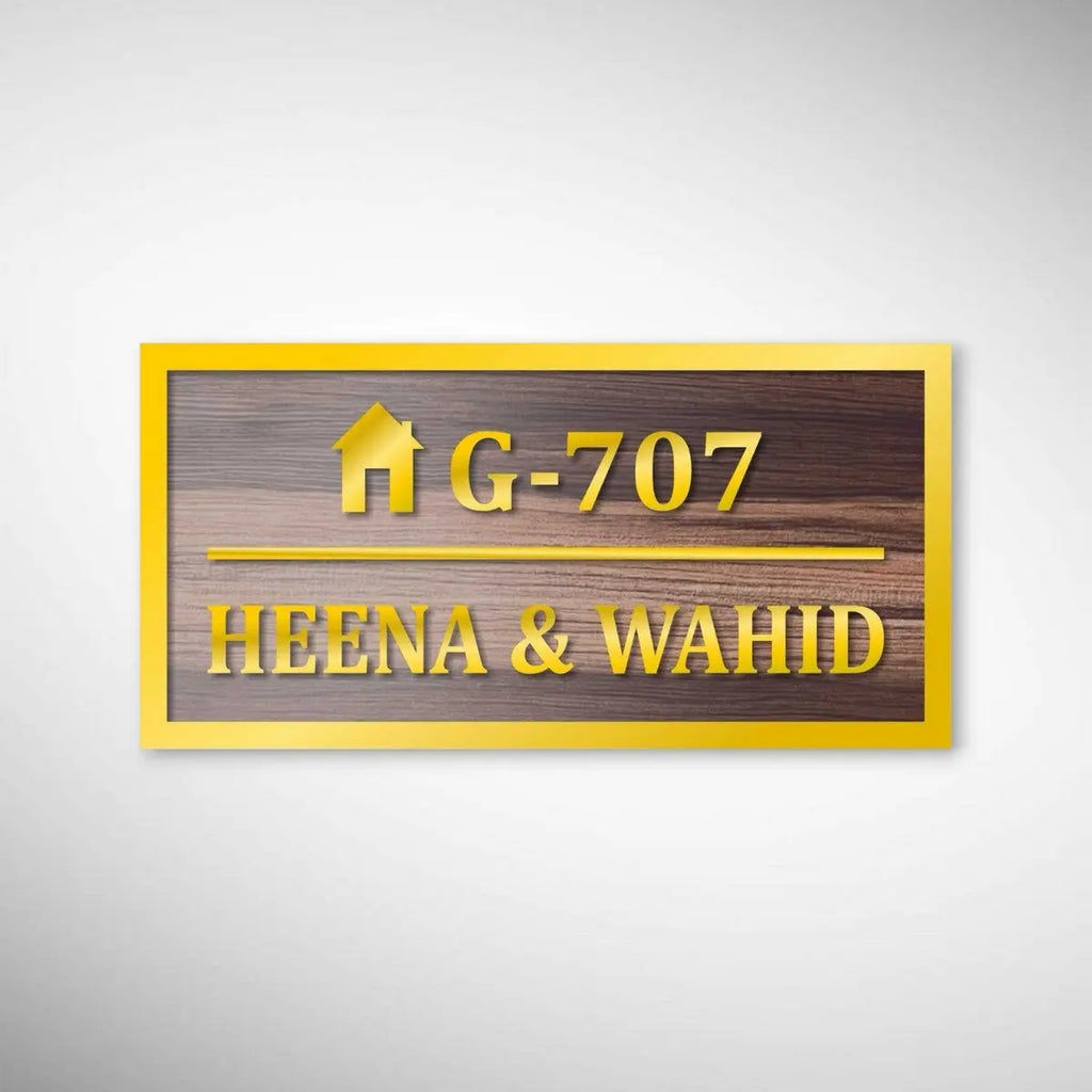 Black & White ACP Acrylic Name Plate for Home | Custom Fancy Acrylic Name Plate Design - Harshita Craft