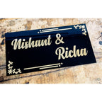 Black & Gold Acrylic Name Plate for Home – Golden Embossed Custom Acrylic Name Plate - Harshita Craft