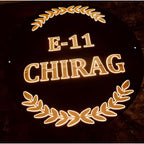 Round Acrylic LED Name Plate with Golden Embossed Letters for Home - Harshita Craft