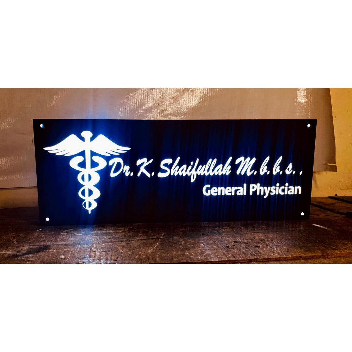 Doctor Acrylic LED Wall Name Plate - Harshita Craft