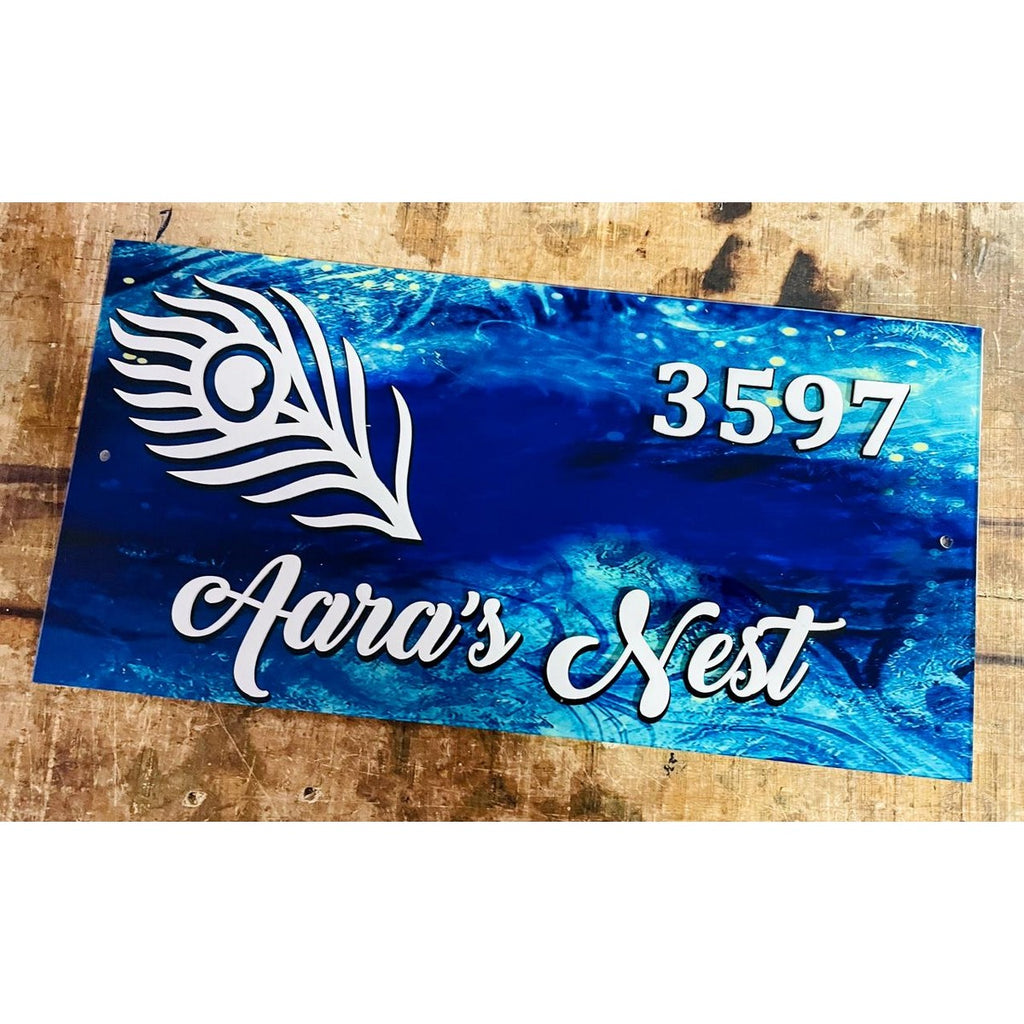 Beautiful Multicolor Printed Acrylic Embossed Letters Name Plate for Home - Harshita Craft