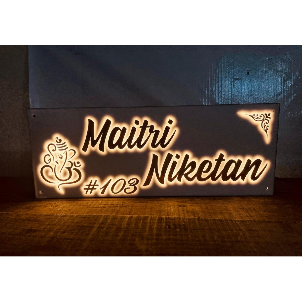 Custom Acrylic LED Name Plate with Embossed Letters – Waterproof - Harshita Craft