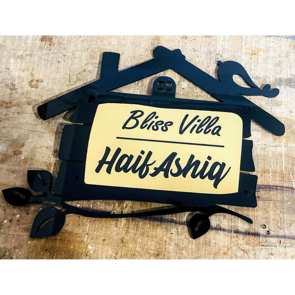 Laser Cut Hut Design Acrylic Name Plate –