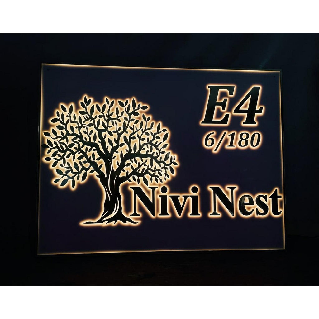 Tree Design Acrylic LED House Name Plate