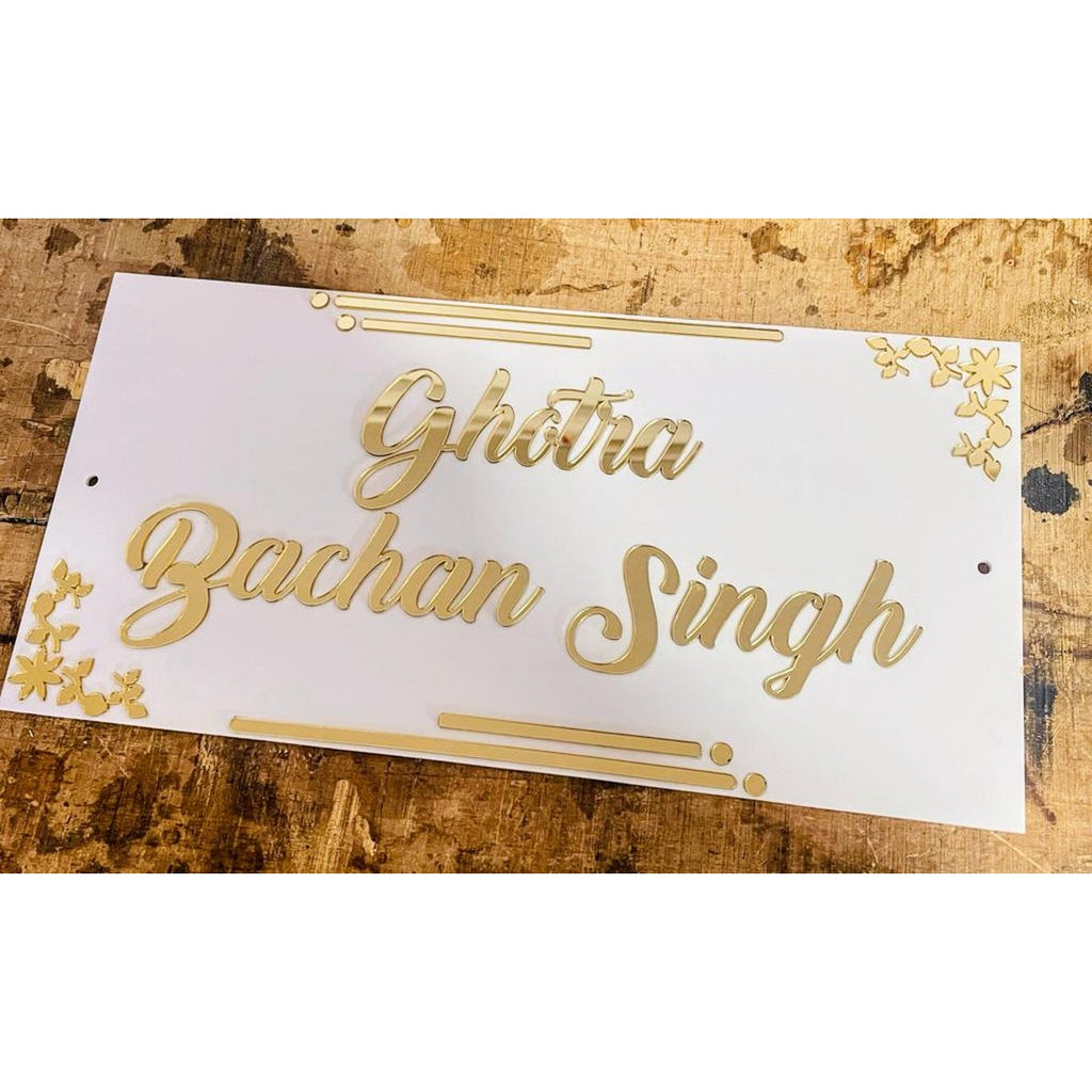 Custom Acrylic Name Plate for Home – Gold Design
