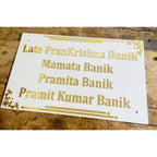 White & Gold Acrylic Customizable House Name Plate