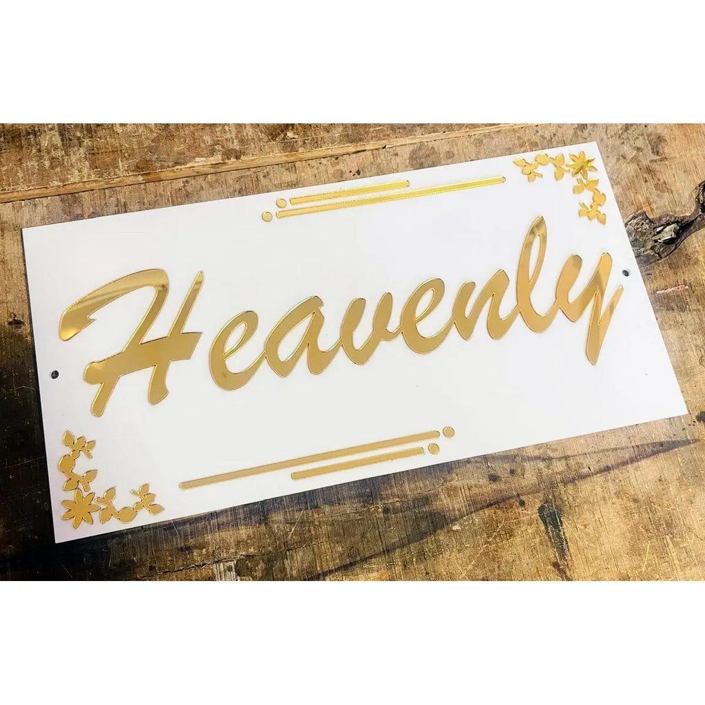 White & Gold Acrylic Name Plate - Harshita Craft