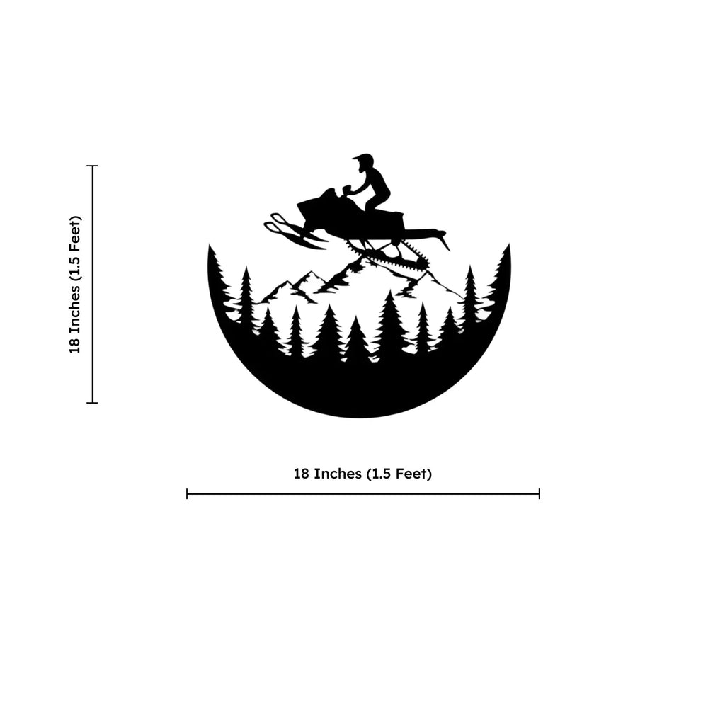 Snowmobile Mountain Rider Metal Wall Art