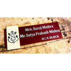 Ganesha Design Acrylic Name Plate for Home | White Embossed Acrylic Name Plate - Harshita Craft