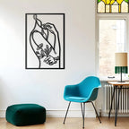 Women With Flower Line Art Metal Wall Art – Living Room Wall Decor - Harshita Craft