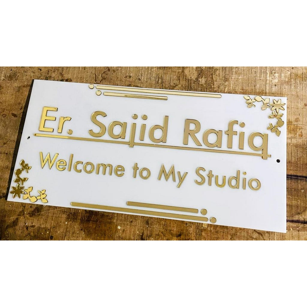 Acrylic Waterproof Name Plate with Gold Embossed Letters