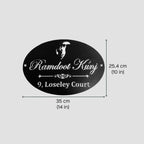 Personalized Hanuman Ji Black & Gold Metal Name Plate for Home - Harshita Craft