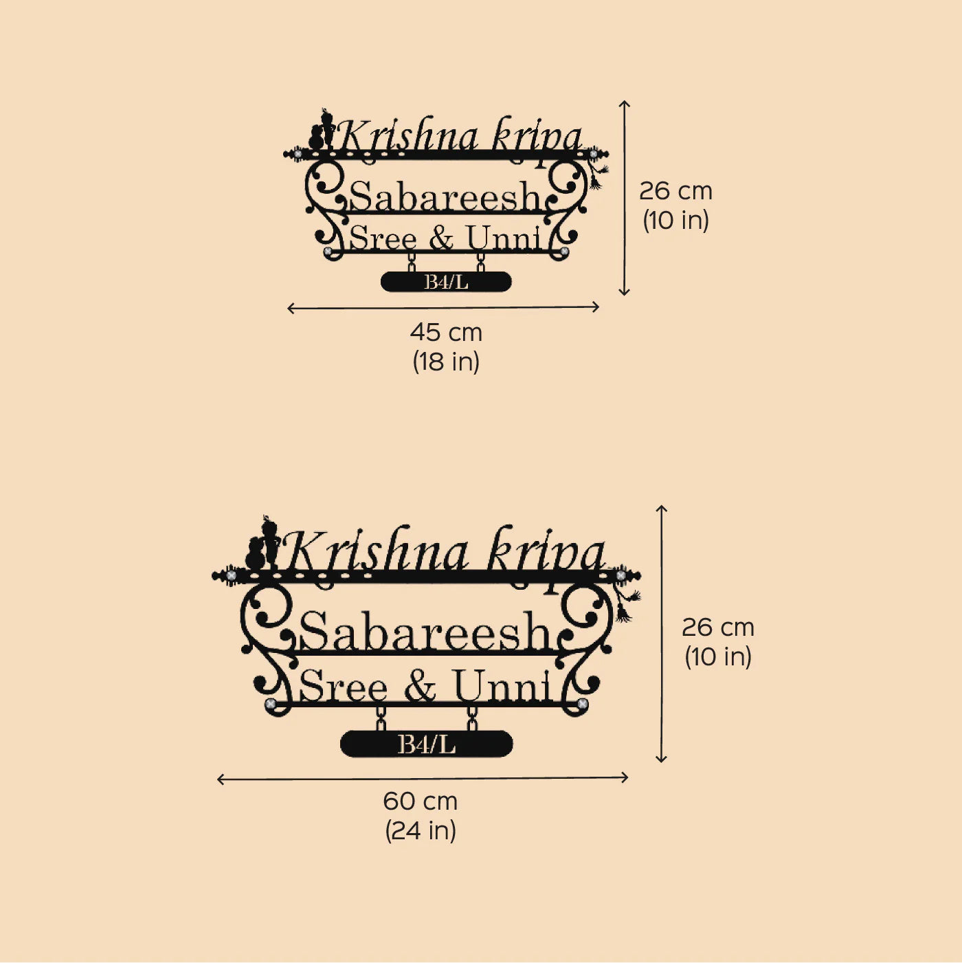 Personalized Laser Cut Little Krishna Metal Name Plate for Home - Harshita Craft
