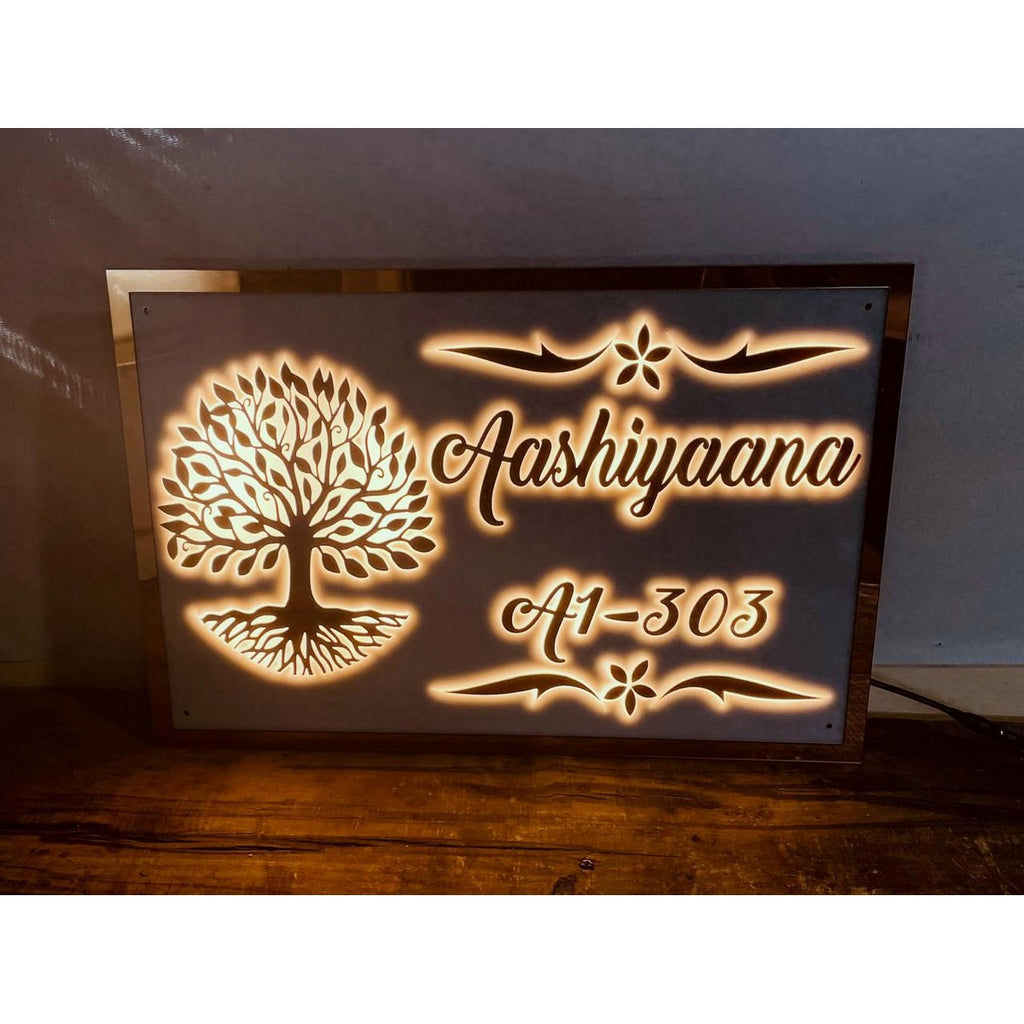 Acrylic Embossed Letters LED Home Waterproof Name Plate
