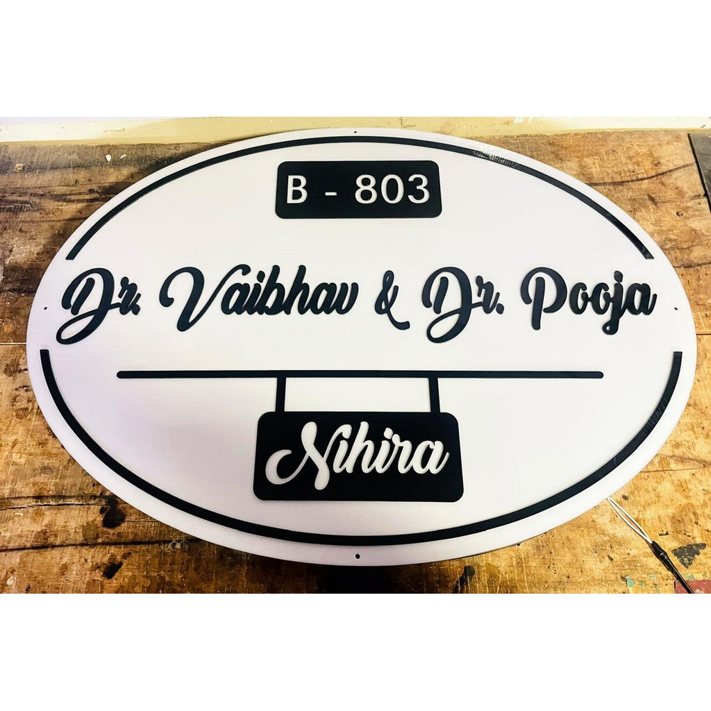 Doctor Acrylic Embossed Letters Waterproof LED Name Plate