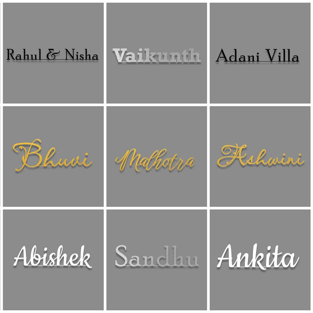 Personalized Weatherproof Laser Cut Metal Name Plate for Home | Modern Mild Steel Name Plate - Harshita Craft