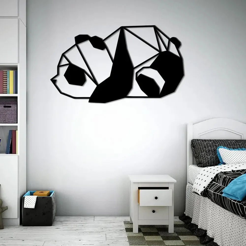 Geometric Lazy Panda Metal Wall Art 