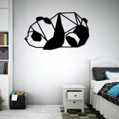 Geometric Lazy Panda Metal Wall Art 