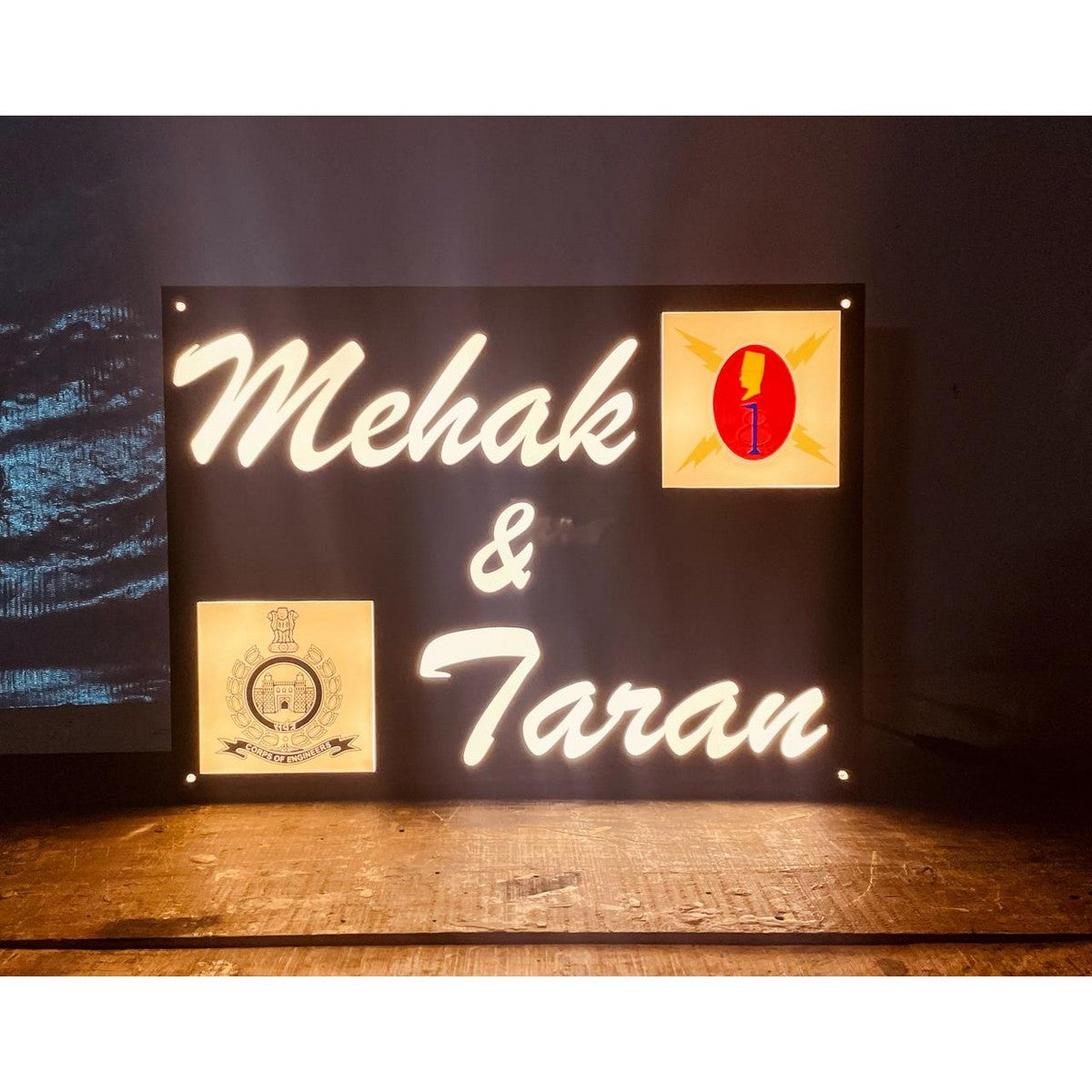 Warm White LED Acrylic Name Plate for Home