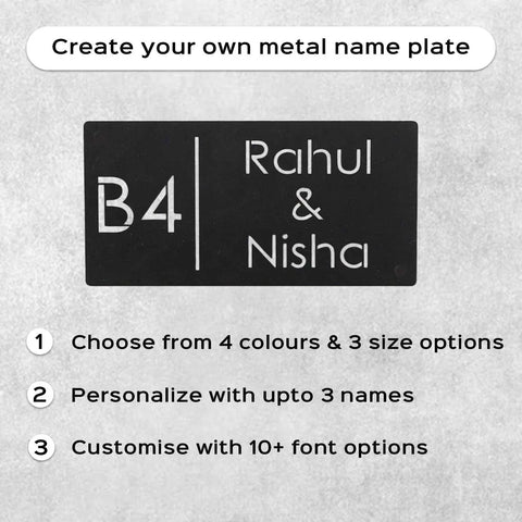 Personalized Rectangle Metal Name Plate for Home with House Number