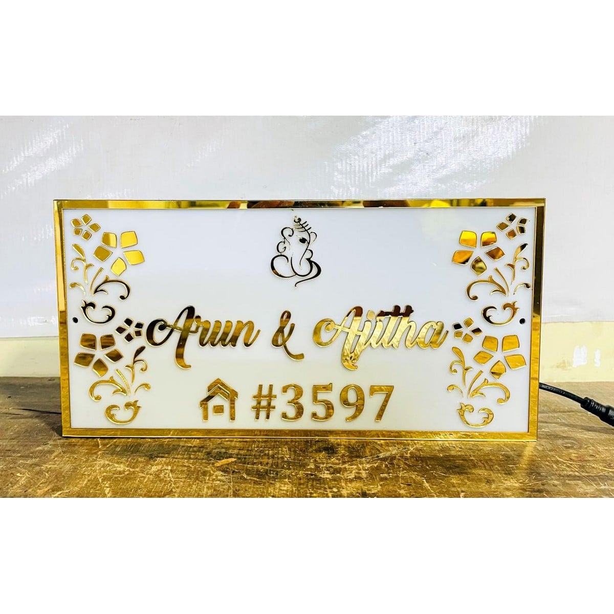 Designer Acrylic LED Name Plate for Home - Harshita Craft