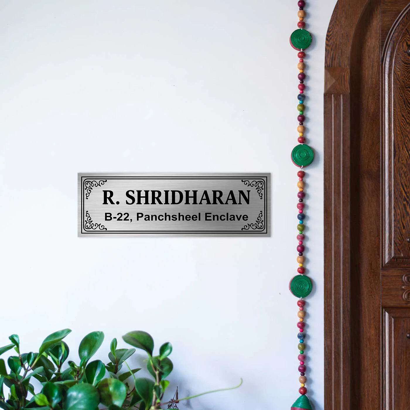 Personalized Elegant Stainless Steel Metal Name Plate for Home - Harshita Craft