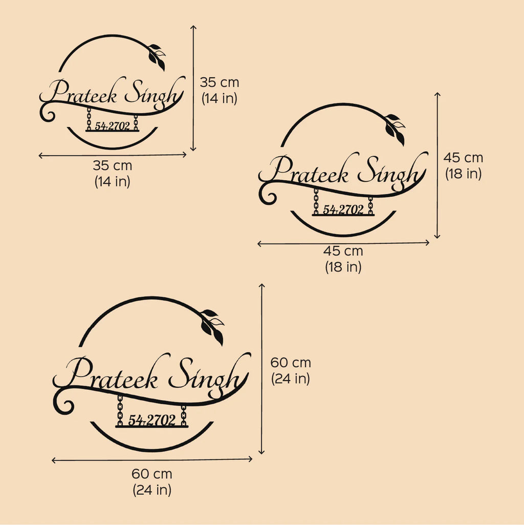 Personalized Elegant Metal Name Plate for Home | Laser Cut Steel Design - Harshita Craft
