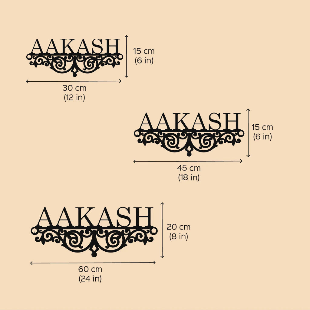 Personalized Minimalist Metal Name Plate for Home | Laser Cut Steel - Harshita Craft