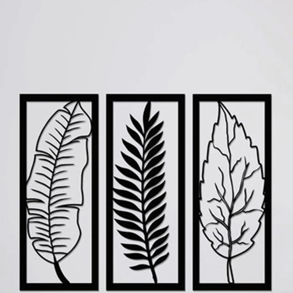 Tropical Foliage Trio Leaf Metal Wall Art 