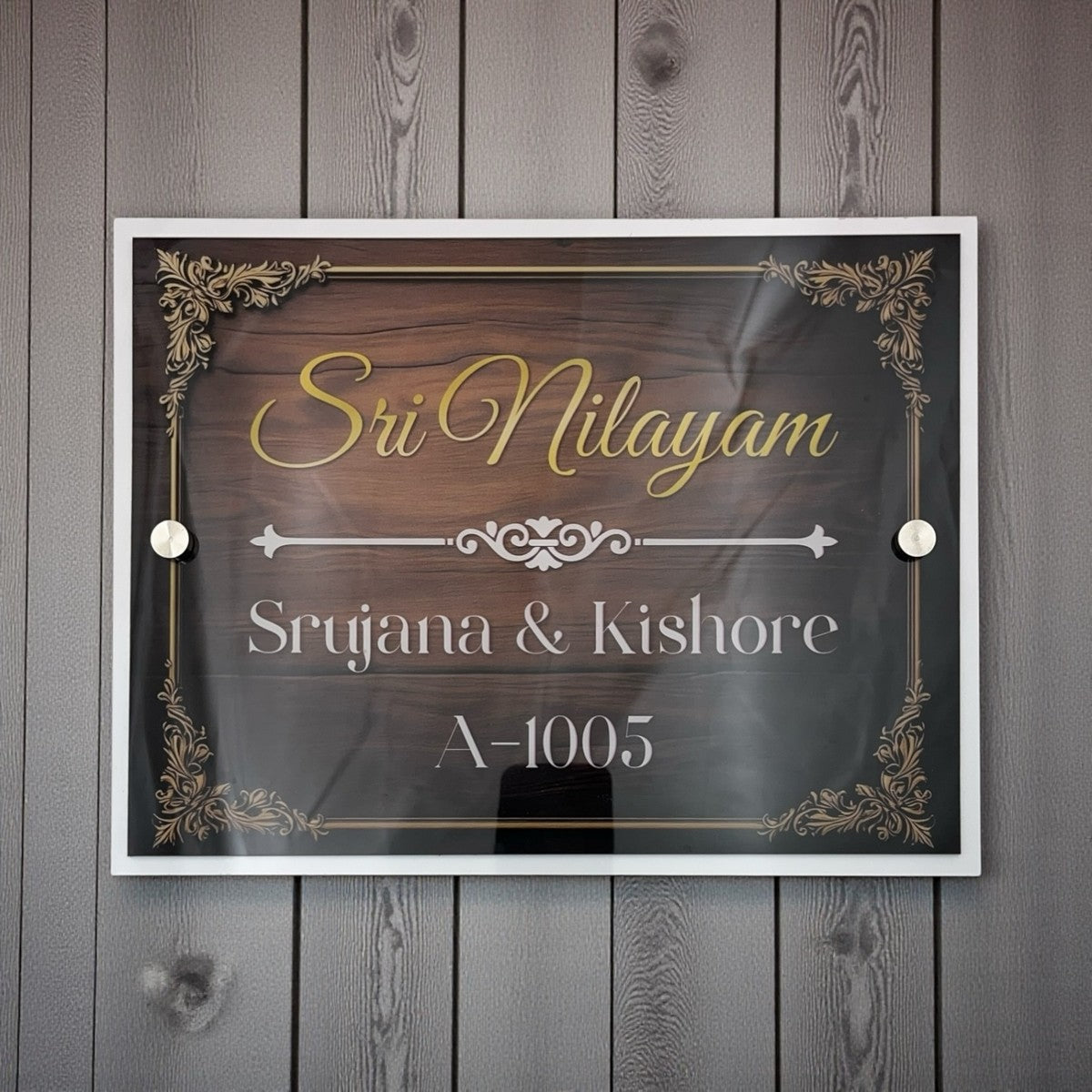 ACP Based UV Printed Wooden Effect Acrylic Name Plate for Home – Sri Nilayam - Harshita Craft