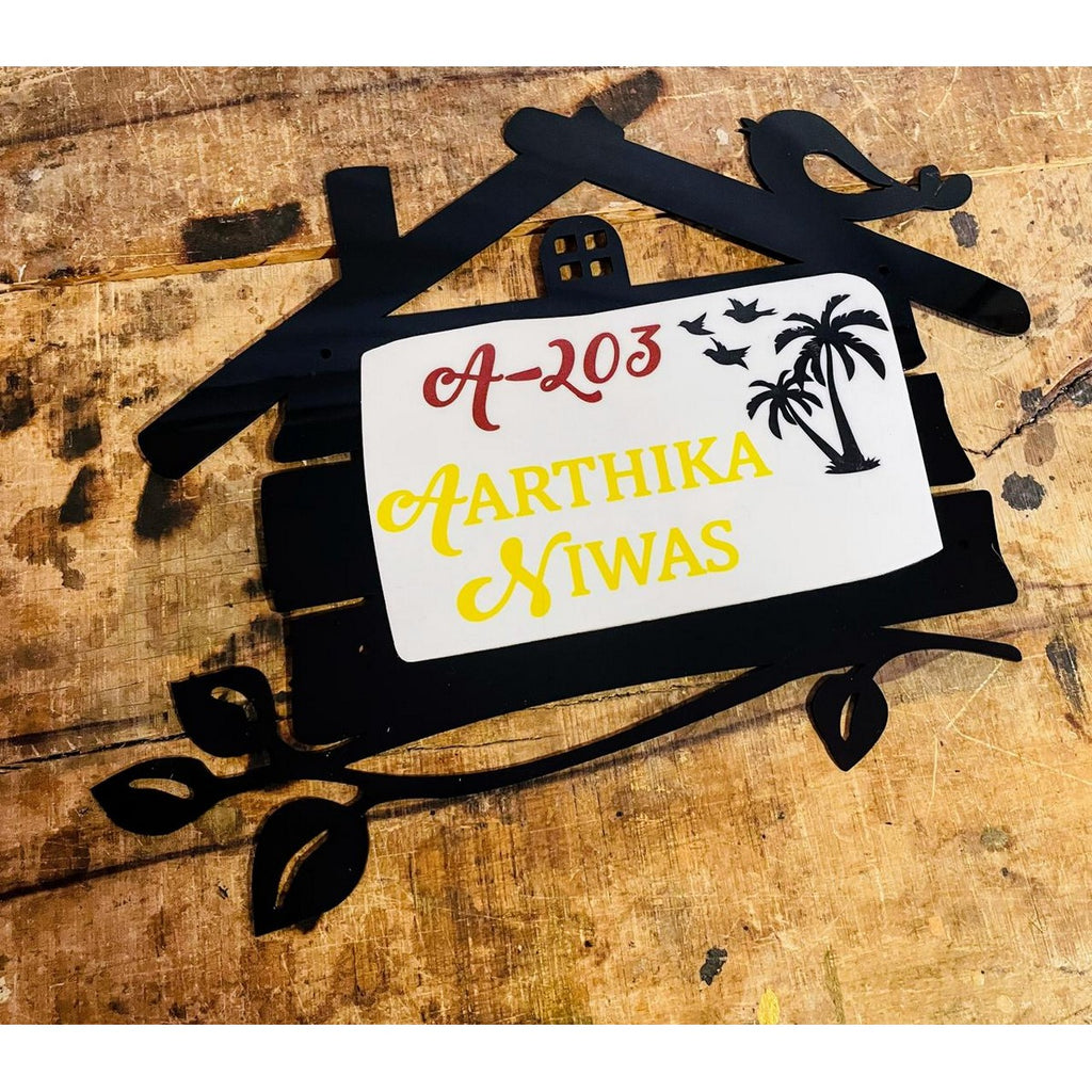 Multicolor Customisable Acrylic Hut Shape Name Plate 