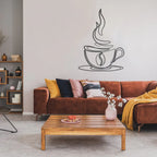 Coffee Cup Line Art Metal Wall Art