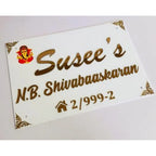 White & Rose Gold Acrylic Name Plate for Home | Fancy Acrylic Name Plate Design - Harshita Craft