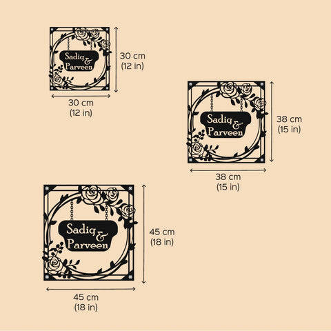 Personalized Metal Name Plate for Home – Rose Theme Steel Design