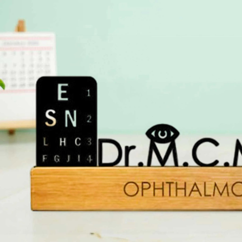 Personalized Minimal Desk Table Name Plate for Ophthalmologist