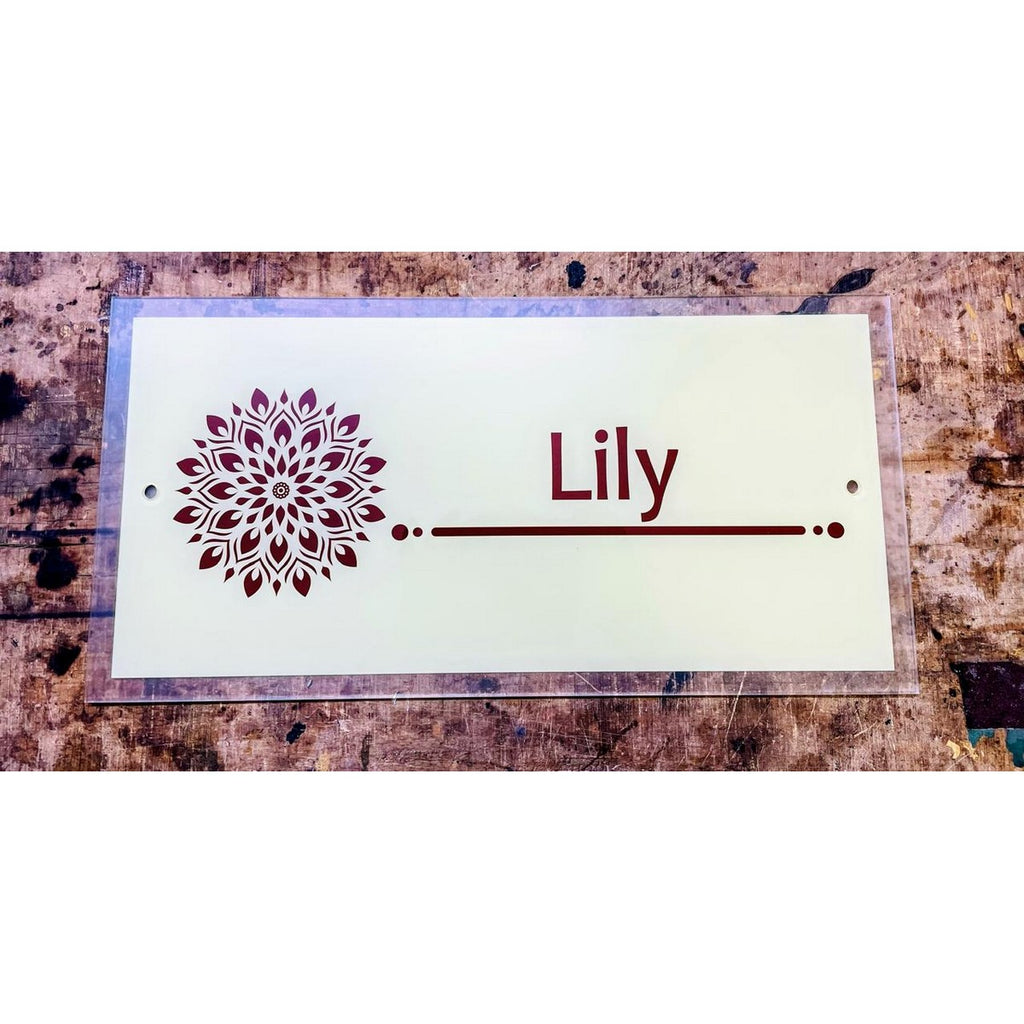 Stylish Multicolor Printed Acrylic Personalized Name Plate for Home - Harshita Craft