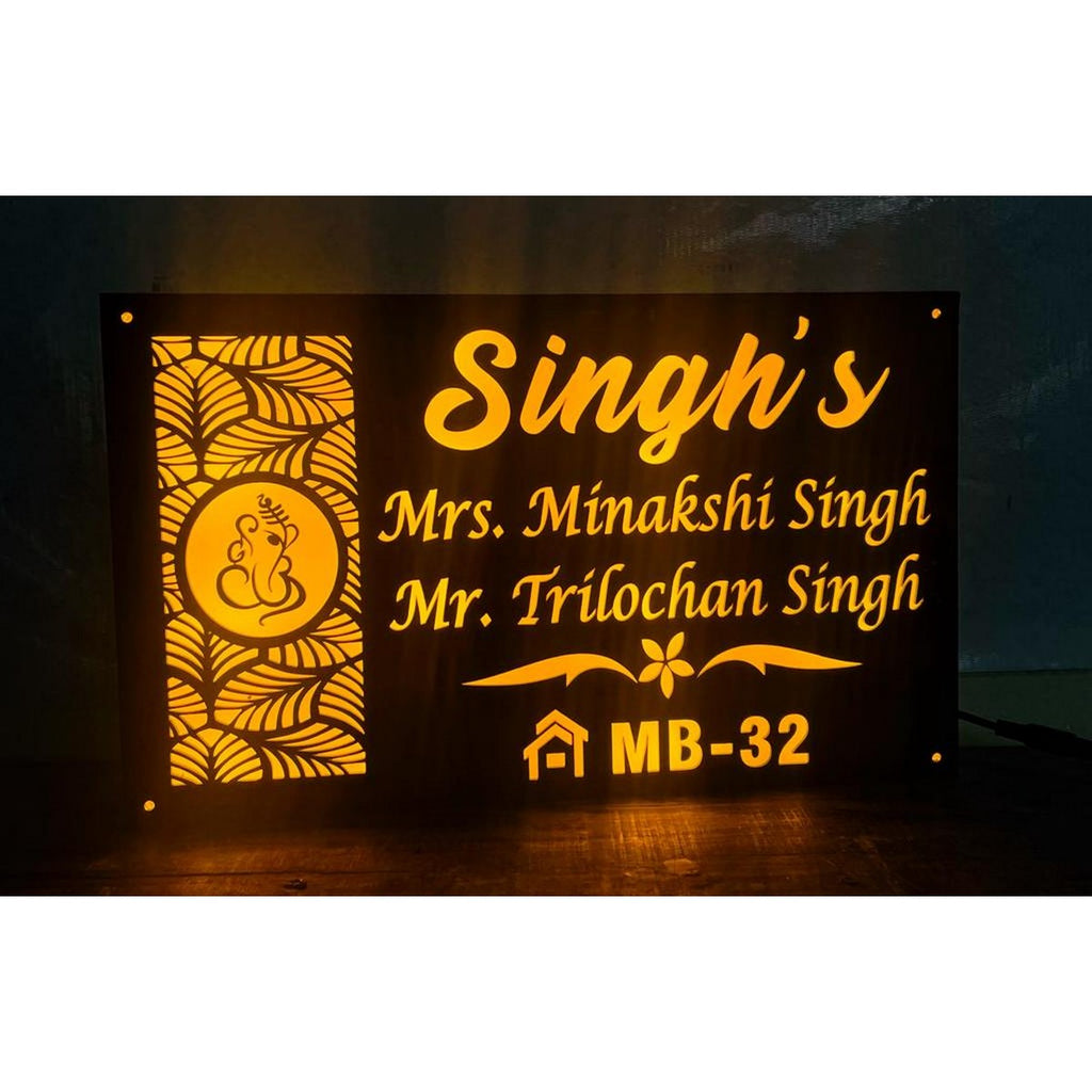 Waterproof Acrylic LED Home Name Plate Design