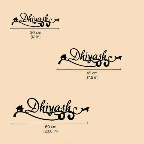 Personalized Laser Cut Wavy Design Metal Name Plate for Home