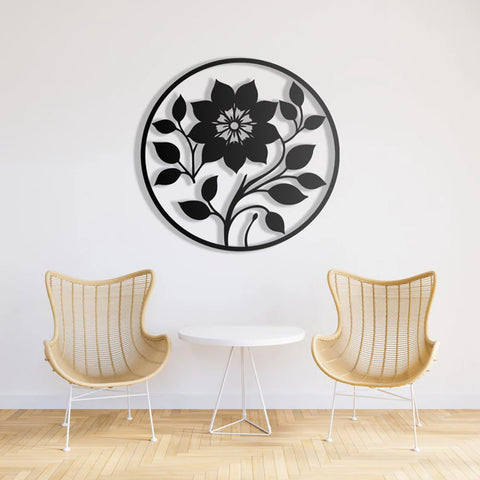 Floral Leaf Circle Metal Wall Art 