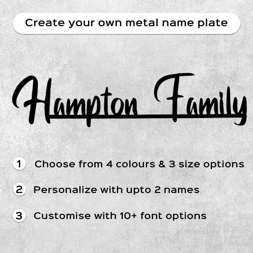 Personalized Weatherproof Minimal Laser Cut Metal Name Plate for Home - Harshita Craft